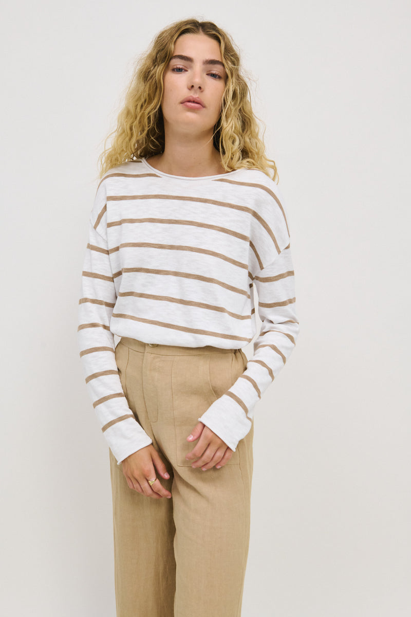 Minnie Top - Taupe Stripe