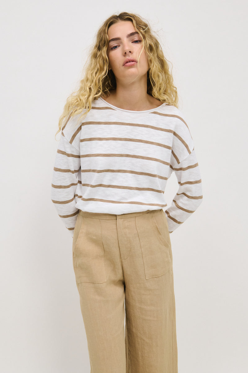 Minnie Top - Taupe Stripe
