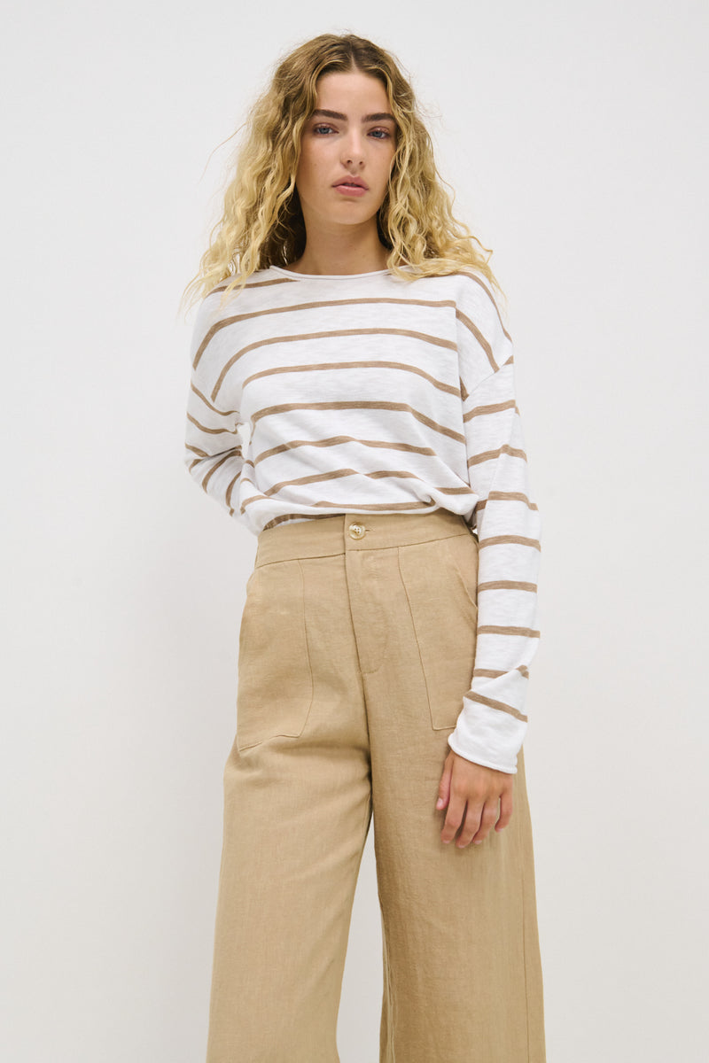 Minnie Top - Taupe Stripe