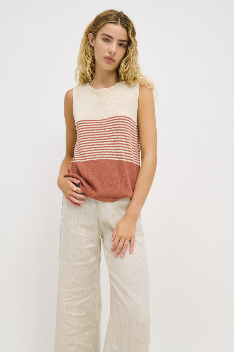 Emma Stripe Tank - Terracotta