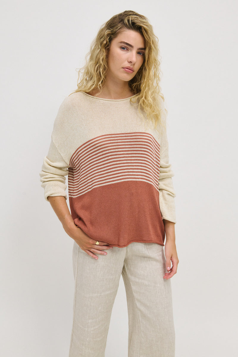 Emma Stripe Knit - Terracotta