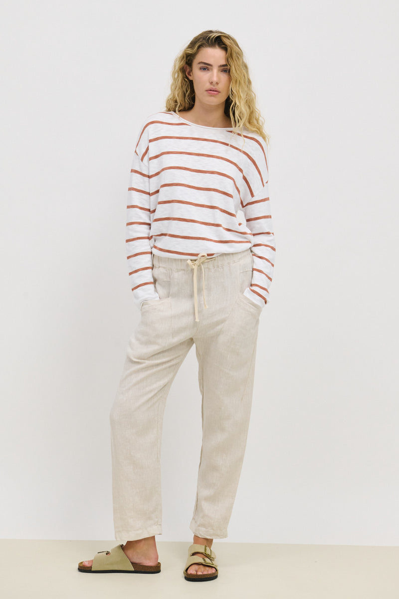 Minnie Top - Terracotta Stripe