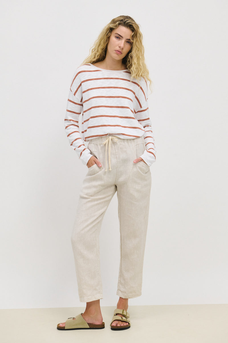 Minnie Top - Terracotta Stripe