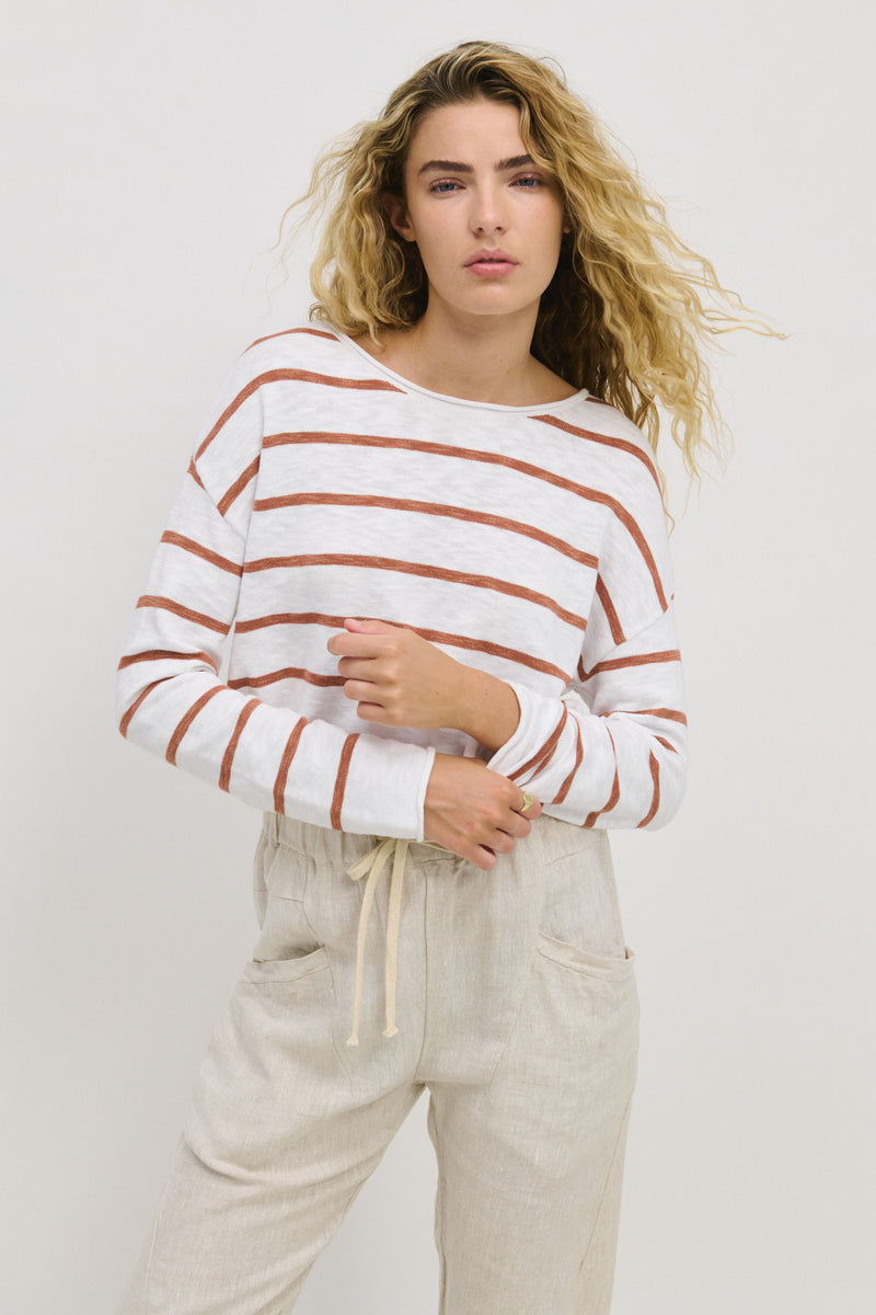 Minnie Top - Terracotta Stripe