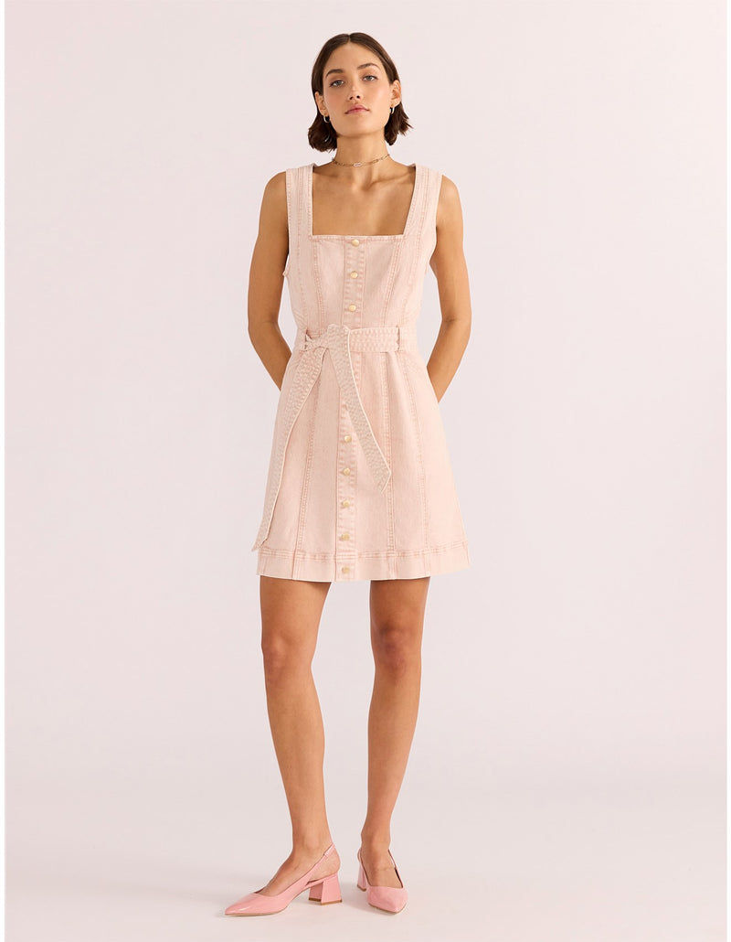 DAHLIA DENIM PANEL MINI DRESS