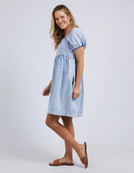 Jade Textured Dress Vintage Mid Blue