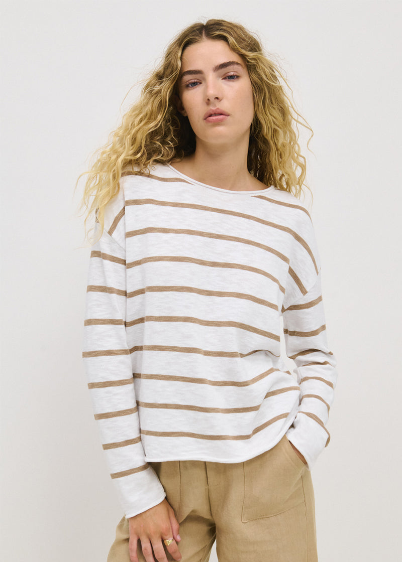 Minnie Top - Taupe Stripe