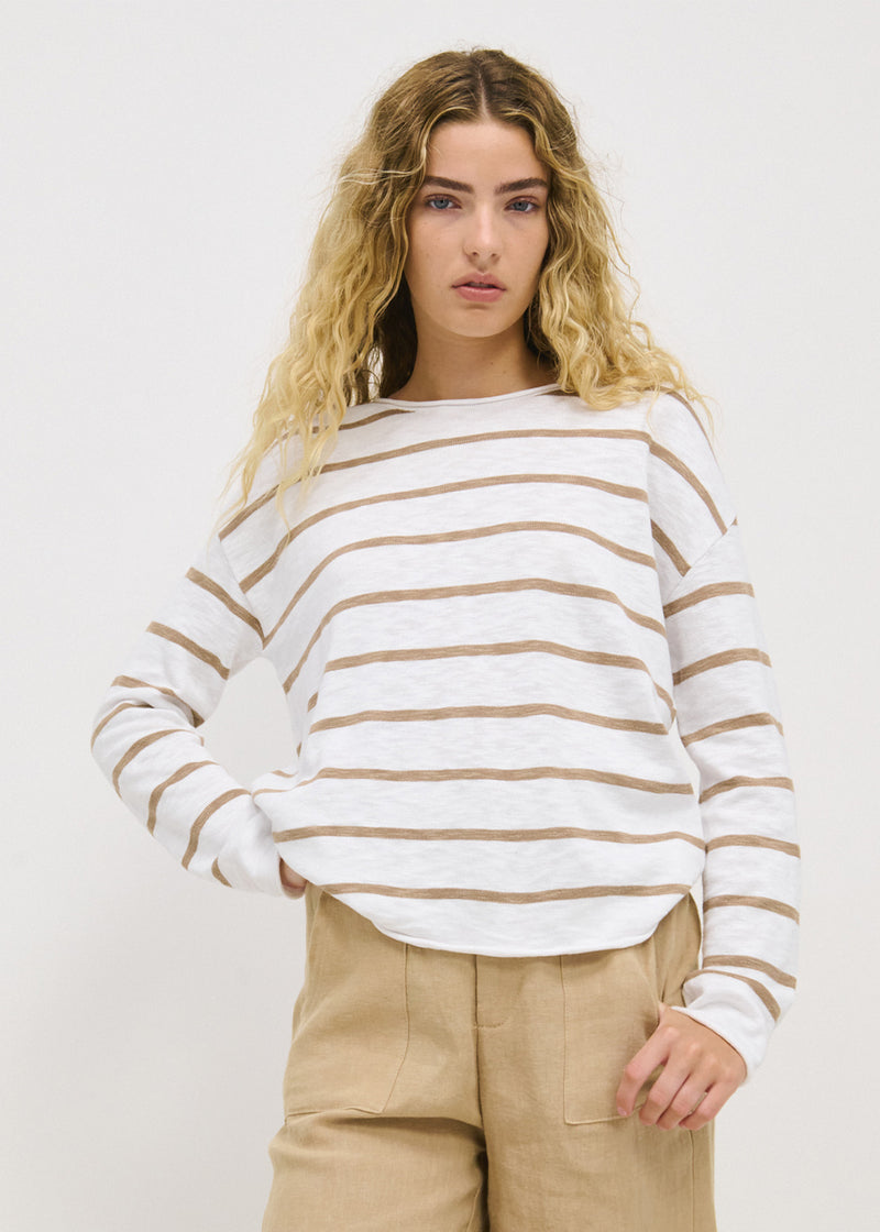 Minnie Top - Taupe Stripe