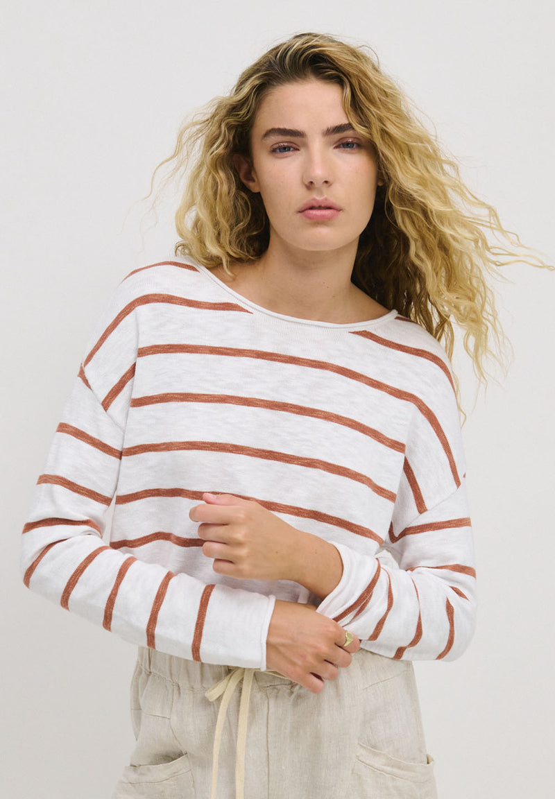 Minnie Top - Terracotta Stripe