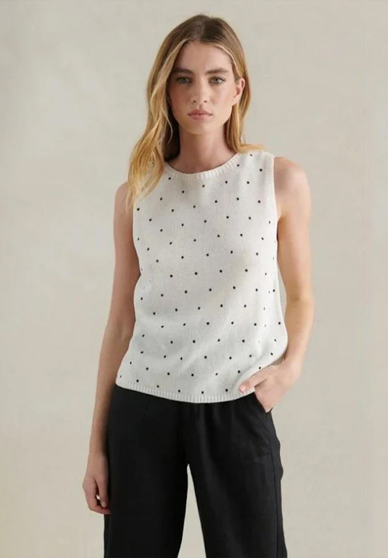 Polka Dot Tank - White