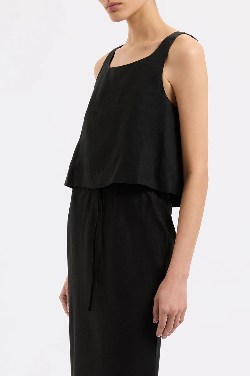 Thilda Linen Top - Black