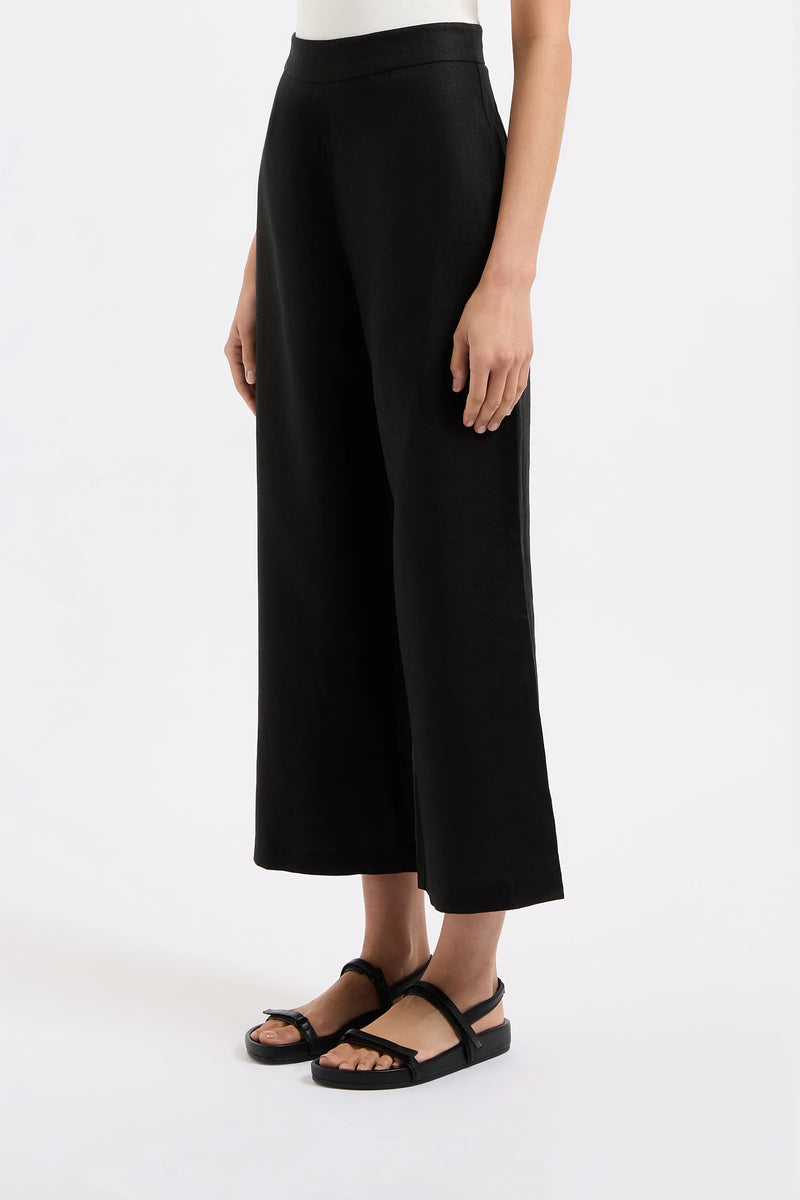 Thilda Linen Culotte - Black