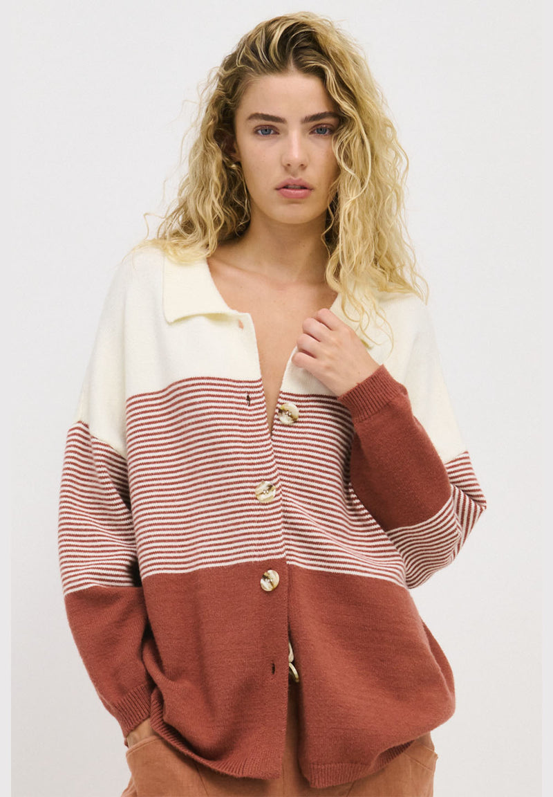 Stripe Knit Shirt - Terracotta