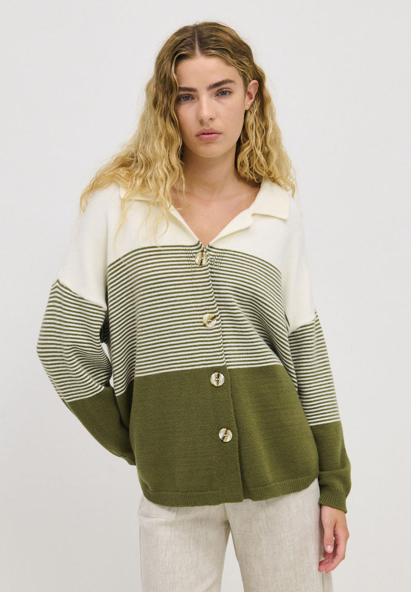 Stripe Knit Shirt - Khaki