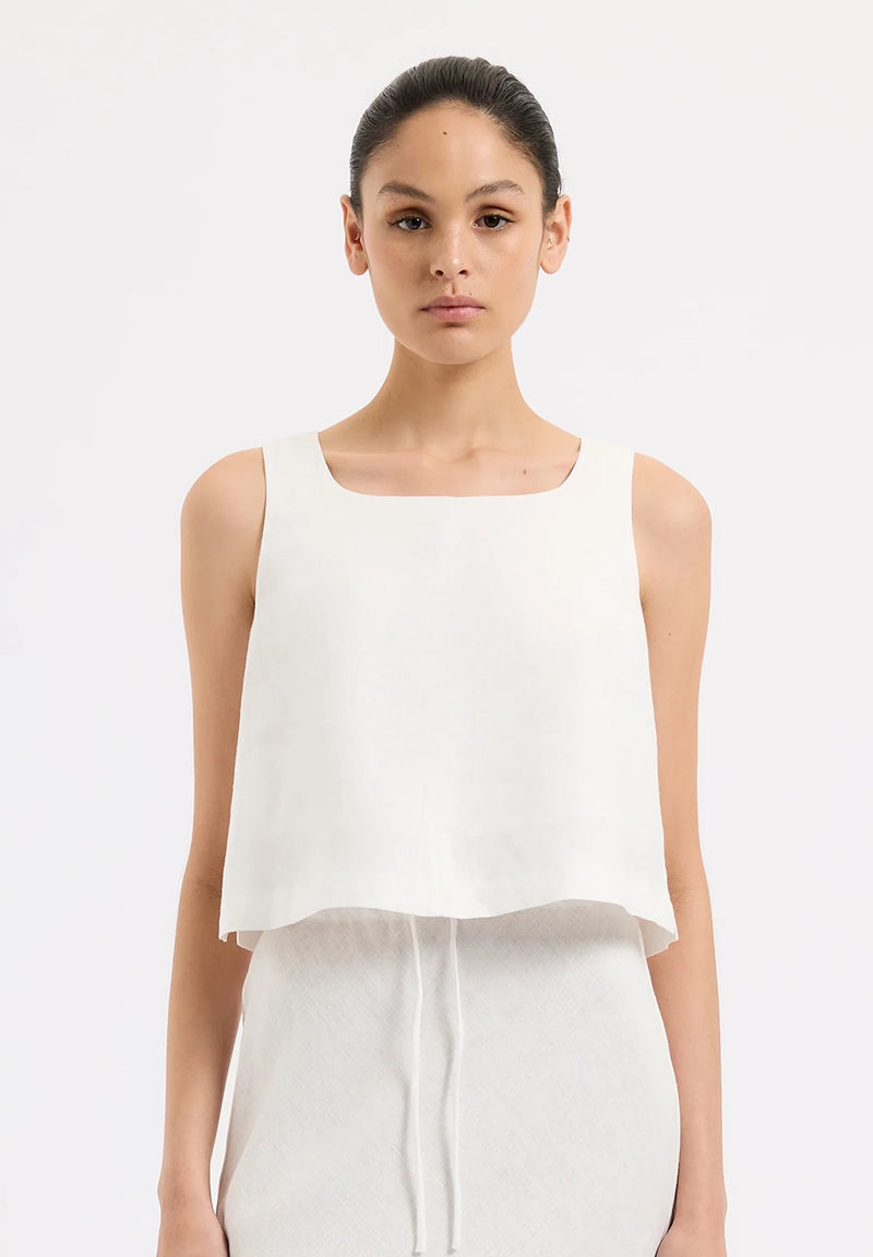 Thilda Linen Top - White