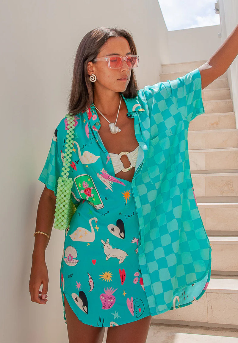 Yin Yang Hearts Shirt Dress