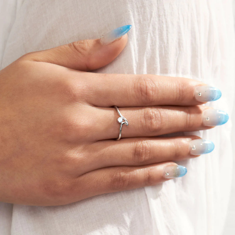 Dainty Ripple Moonstone Ring